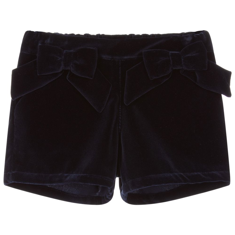 Phi Clothing - Navyblaue Samtshorts für Mädchen | Childrensalon