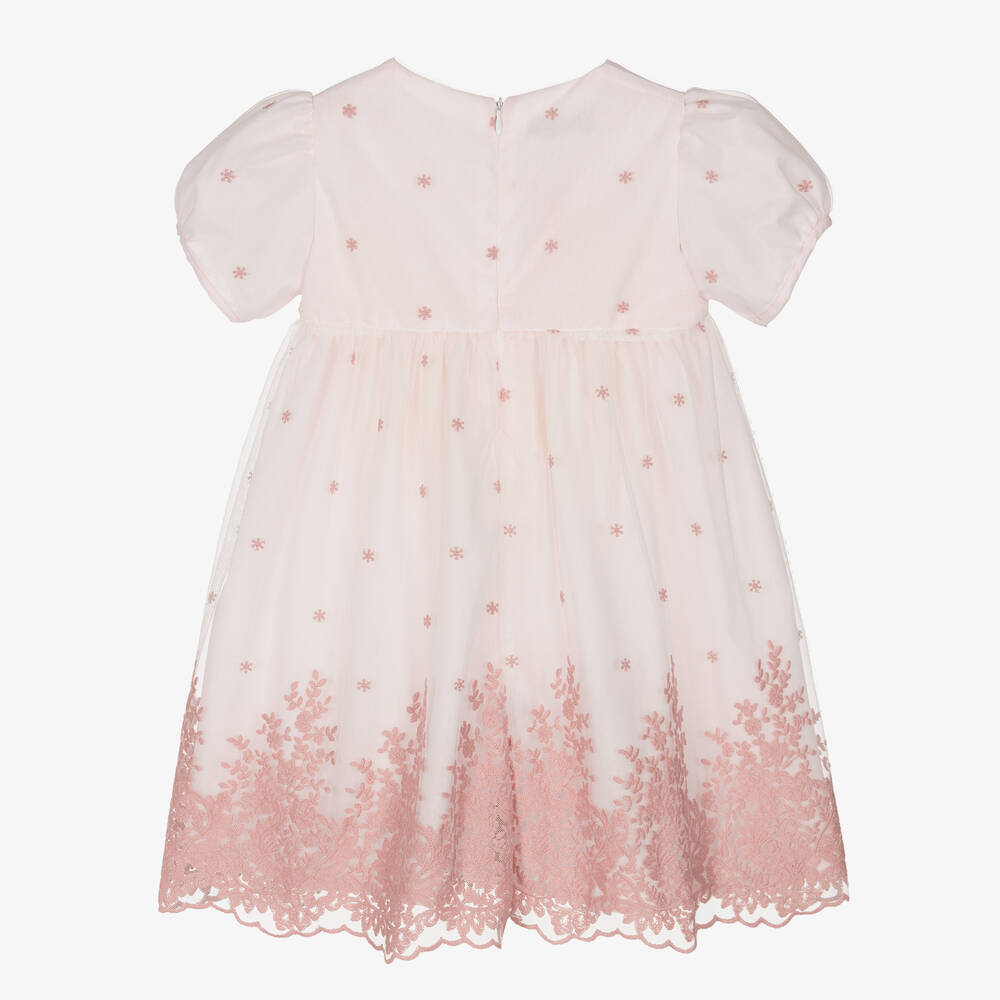 Phi Clothing-Girls Pale Pink Embroidered Tulle Dress | Childrensalon Outlet