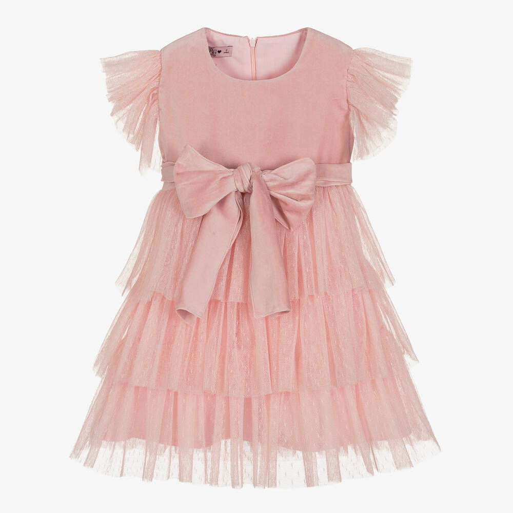 Phi Clothing - Robe rose pâle en tulle fille | Childrensalon