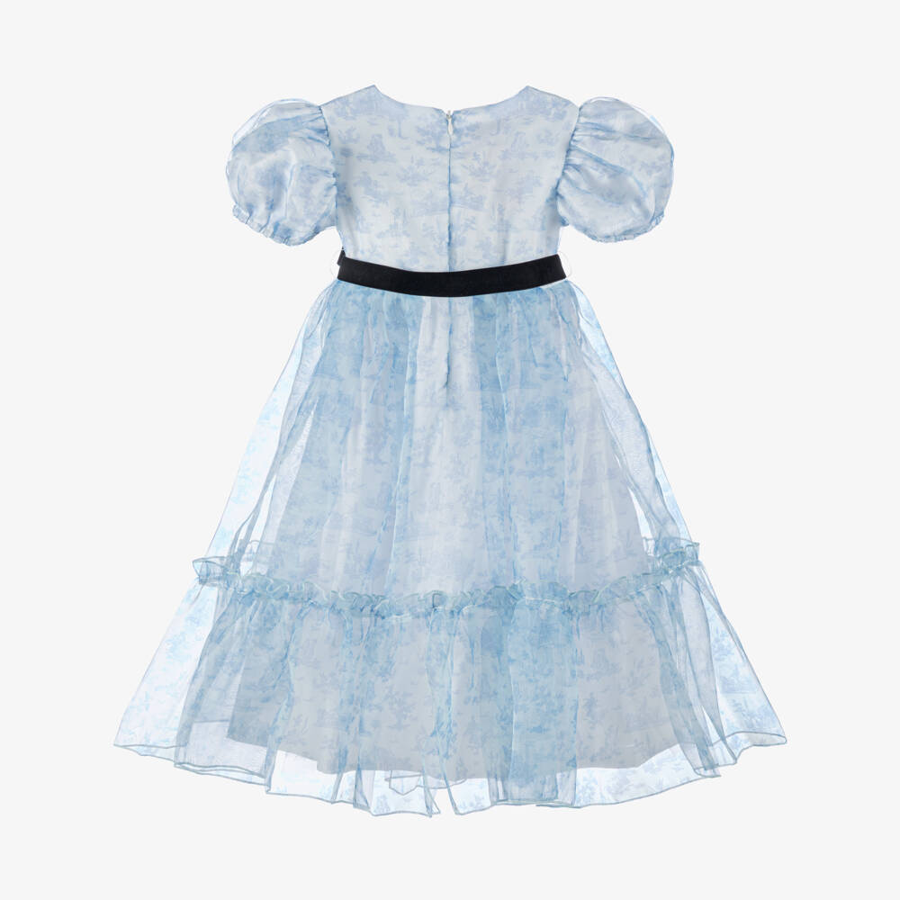 Phi Clothing-Girls Pastoral Blue Organza Dress | Childrensalon Outlet