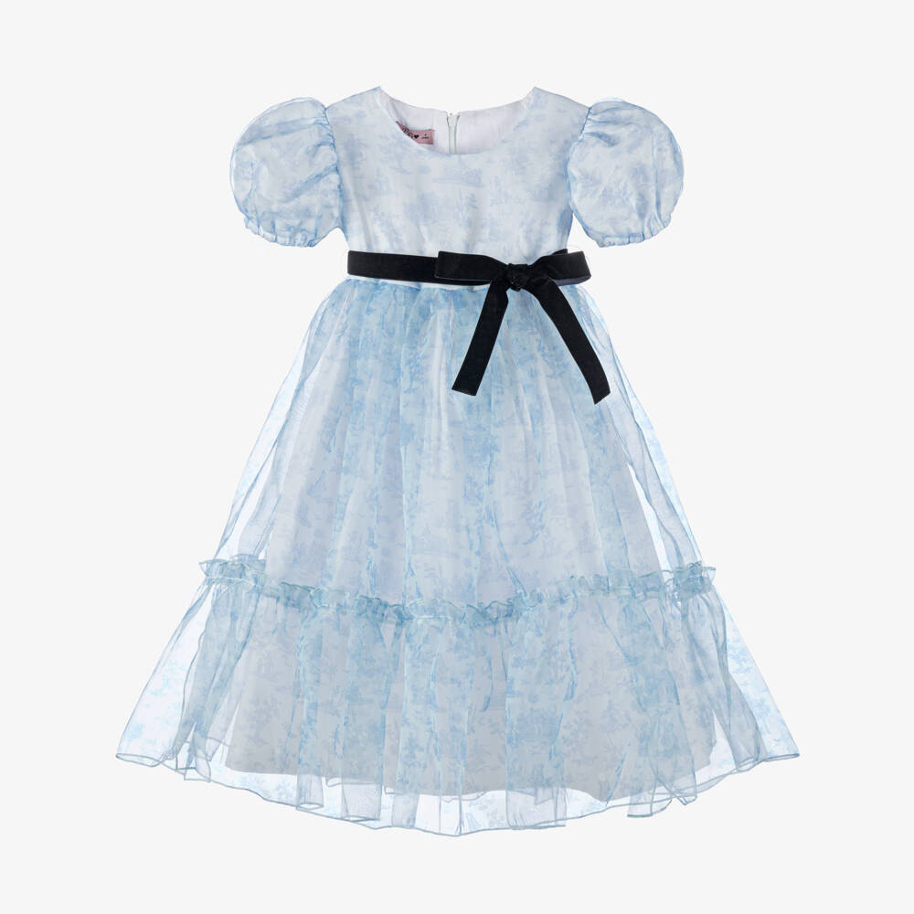 Phi Clothing-Girls Pastoral Blue Organza Dress | Childrensalon Outlet