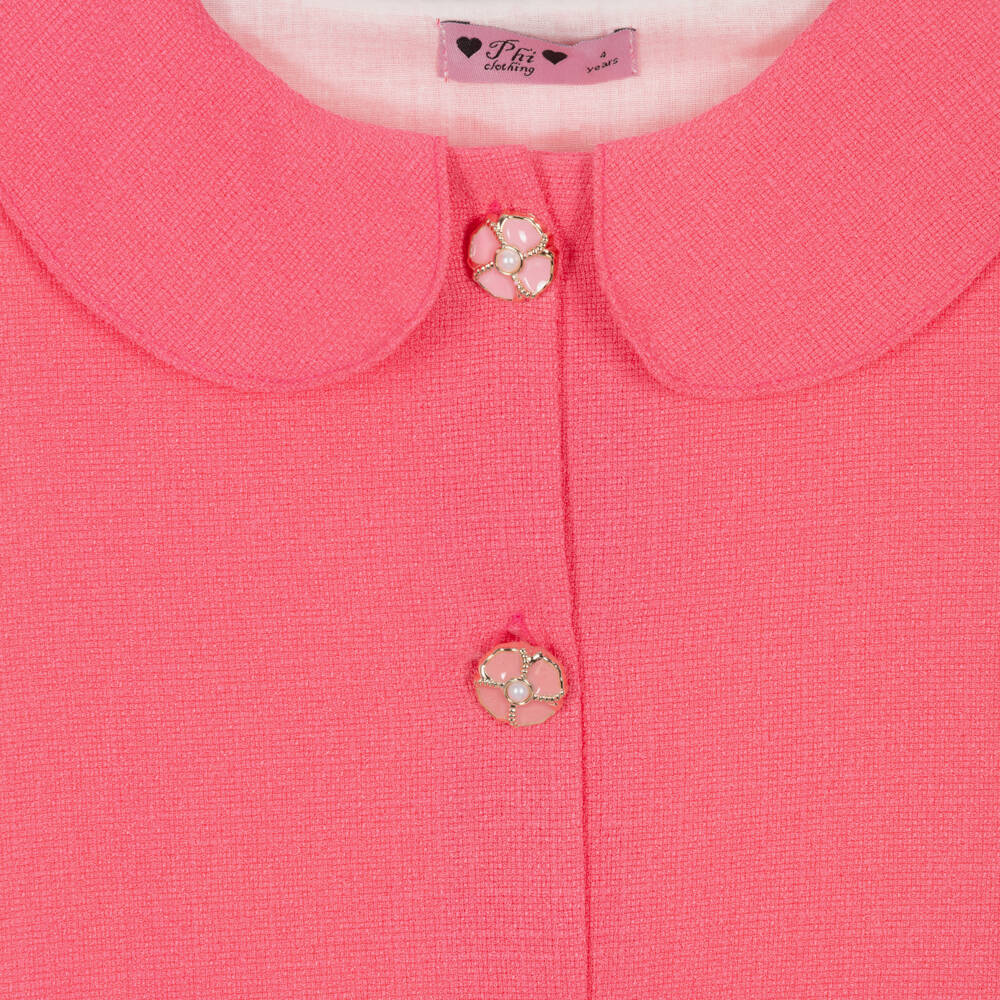 Phi Clothing-Girls Pink Blouse with Enamelled Floral Buttons | Childrensalon Outlet