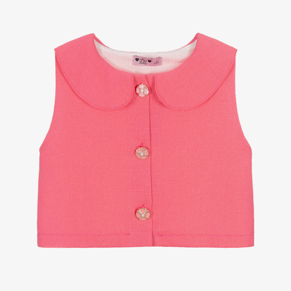 Phi Clothing-Girls Pink Blouse with Enamelled Floral Buttons | Childrensalon Outlet