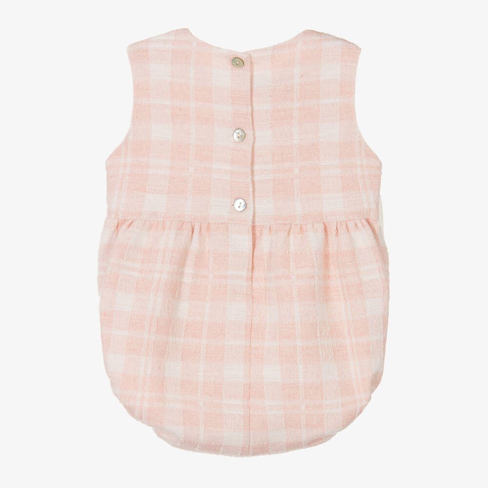 Phi Clothing-Розовый песочник из твидового букле в клетку | Childrensalon Outlet