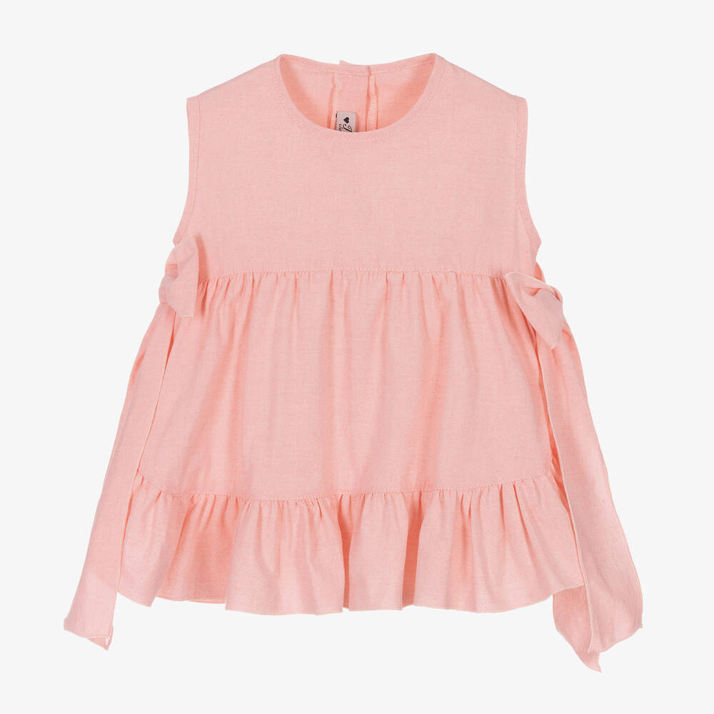 Phi Clothing - Girls Pink Cotton Blouse | Childrensalon