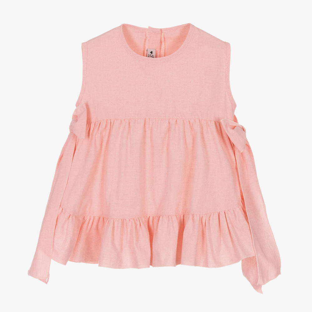 Phi Clothing - Rosa Baumwollbluse für Mädchen | Childrensalon