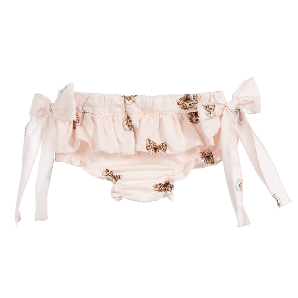 Phi Clothing - Bloomer rose en coton imprimé chat fille | Childrensalon