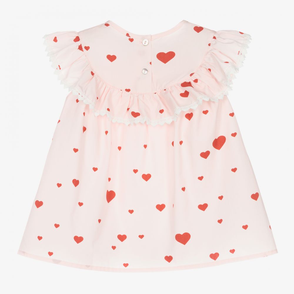 Phi Clothing-Girls Pink Cotton Heart Blouse | Childrensalon Outlet
