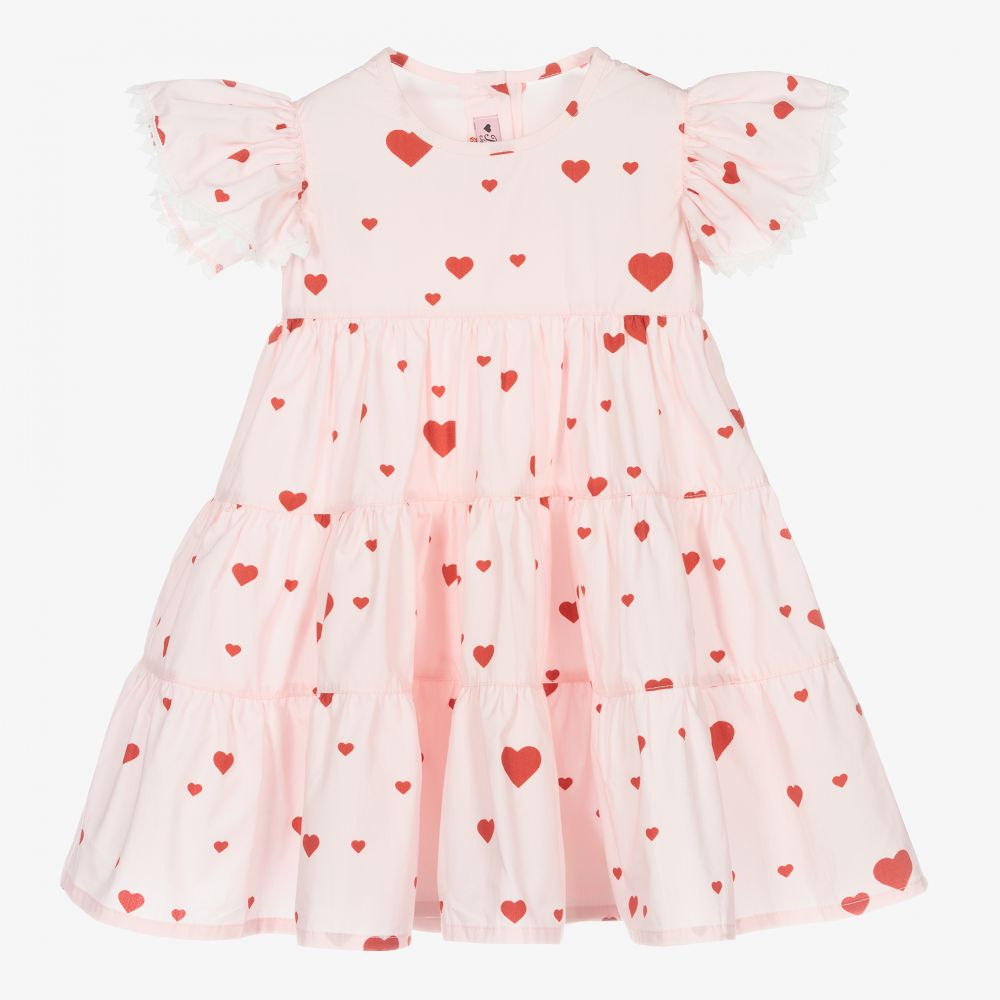 Phi Clothing-Girls Pink Cotton Heart Dress | Childrensalon Outlet