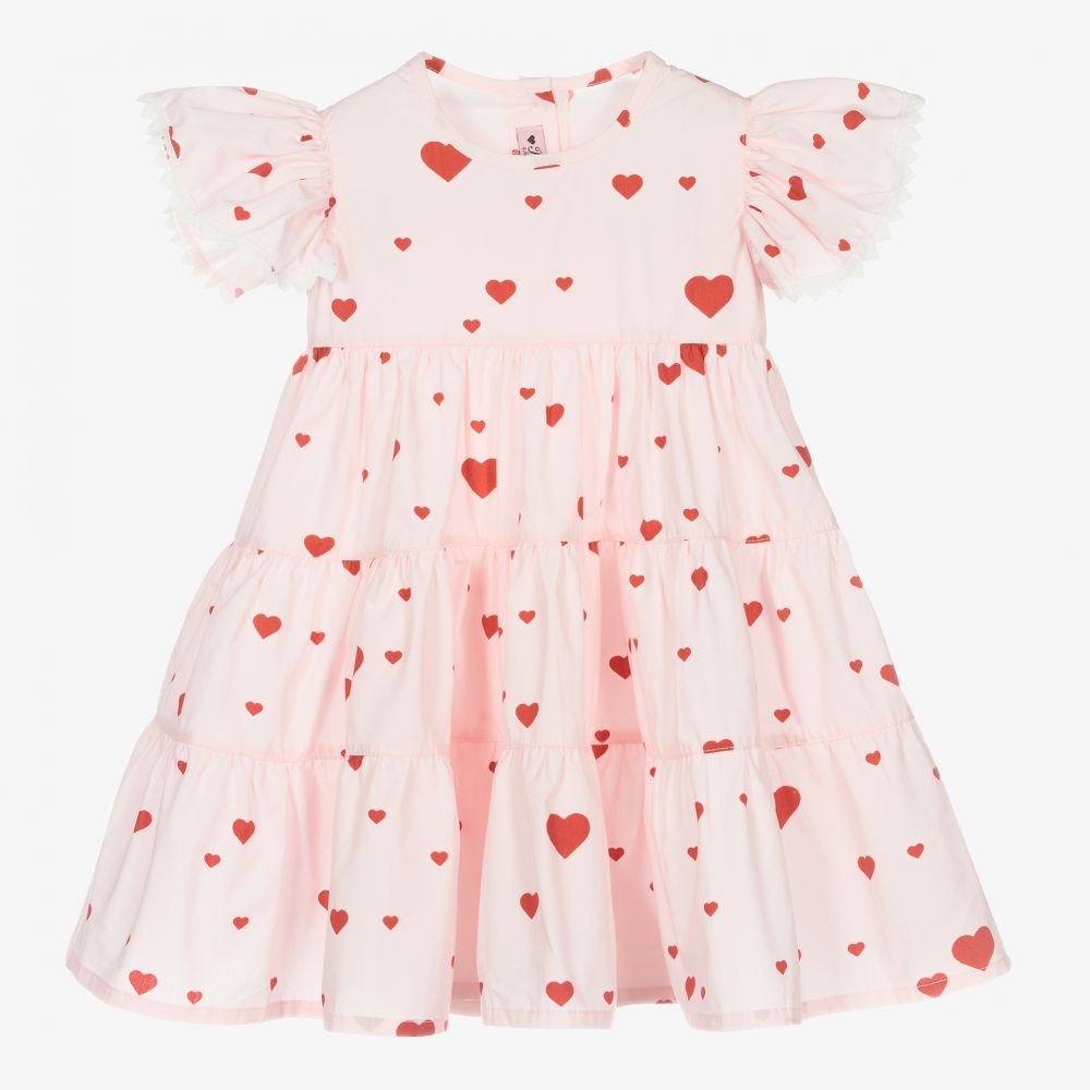 Phi Clothing - Rosa Baumwollkleid mit Herzen (M) | Childrensalon