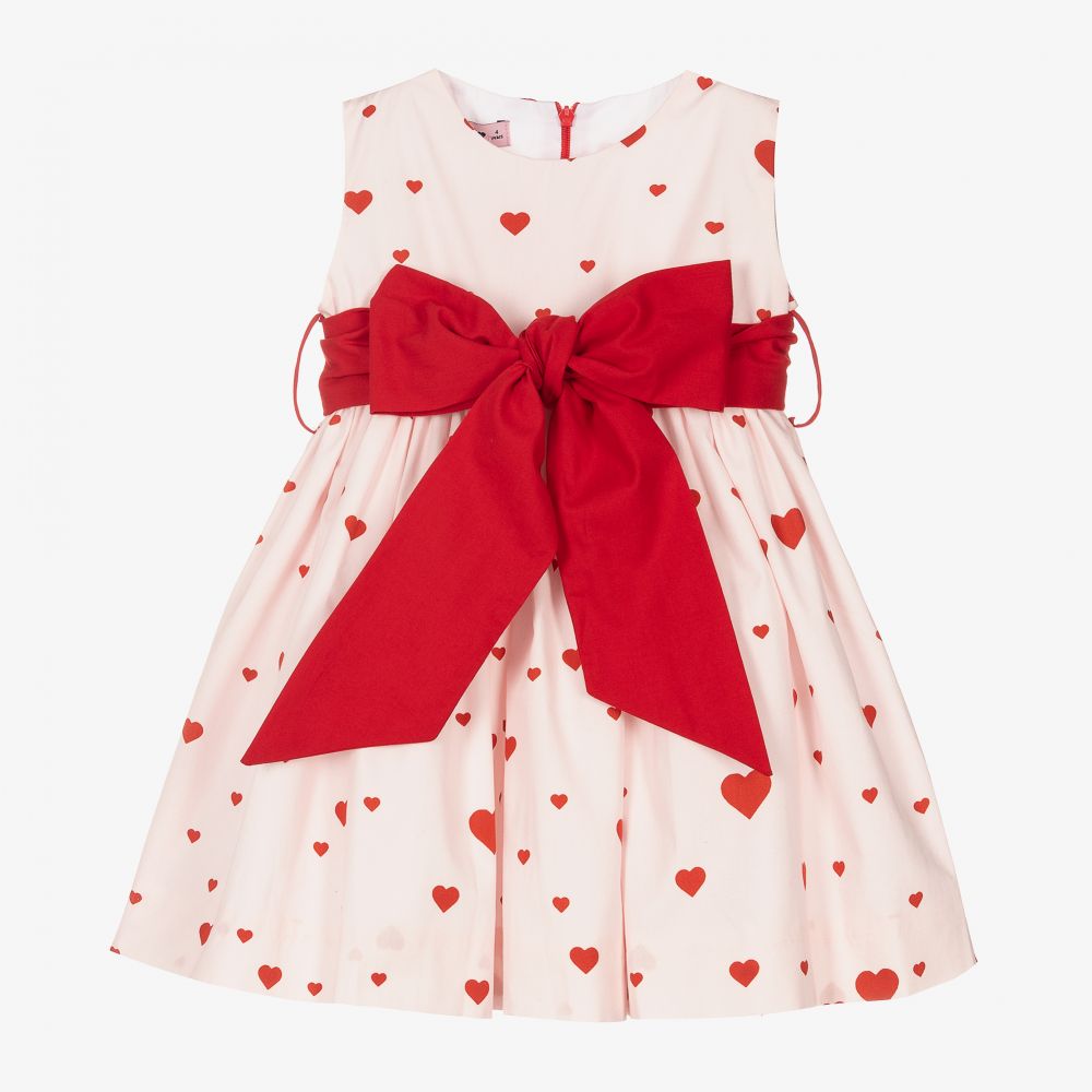 Phi Clothing - Girls Pink Cotton Heart Dress | Childrensalon