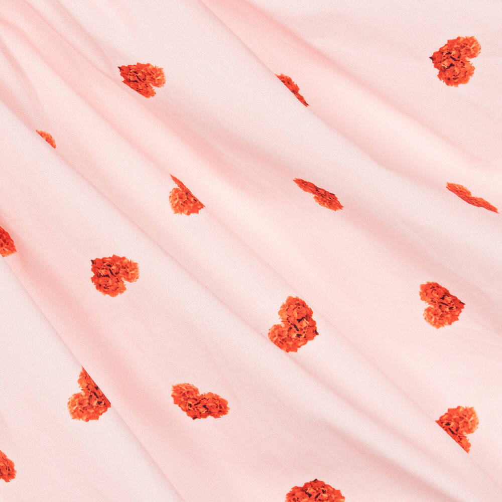 Phi Clothing-فستان قطن بوبلين لون زهري بطبعة قلوب | Childrensalon Outlet