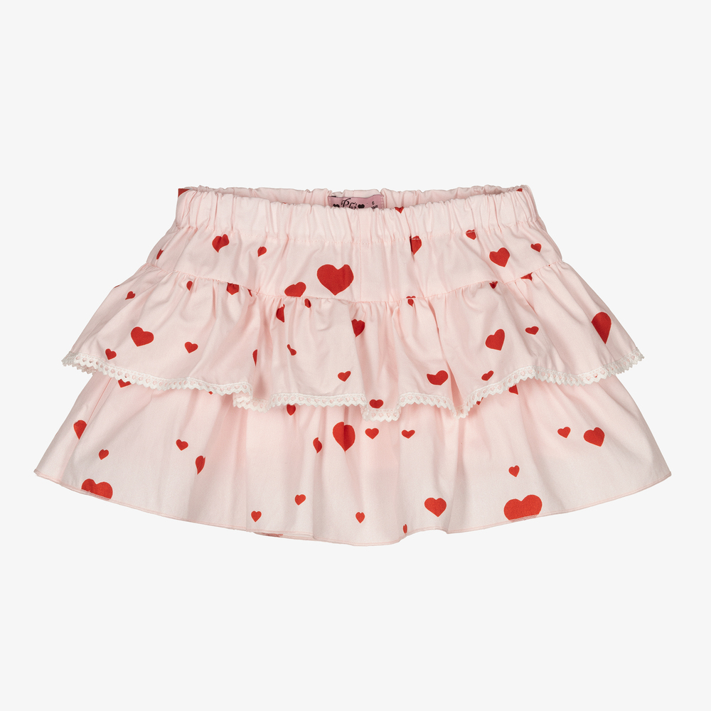 Phi Clothing-Girls Pink Cotton Heart Skort | Childrensalon Outlet
