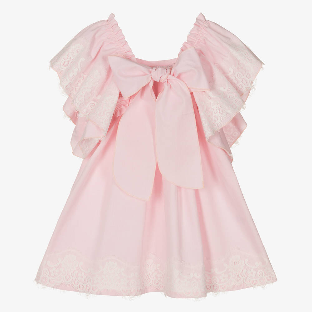 Phi Clothing - Girls Pink Cotton & Lace Dress | Childrensalon Outlet