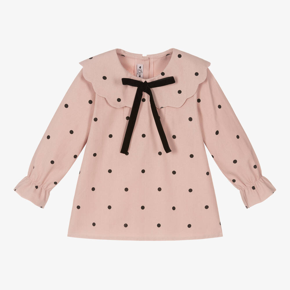 Phi Clothing - Розовая хлопковая блузка в горошек | Childrensalon