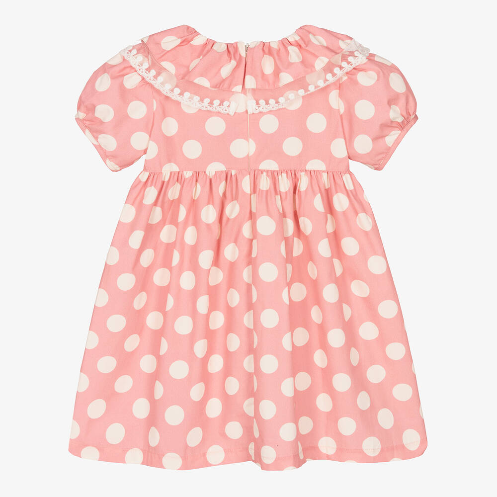Phi Clothing-Girls Pink Cotton Polka Dot Dress | Childrensalon Outlet