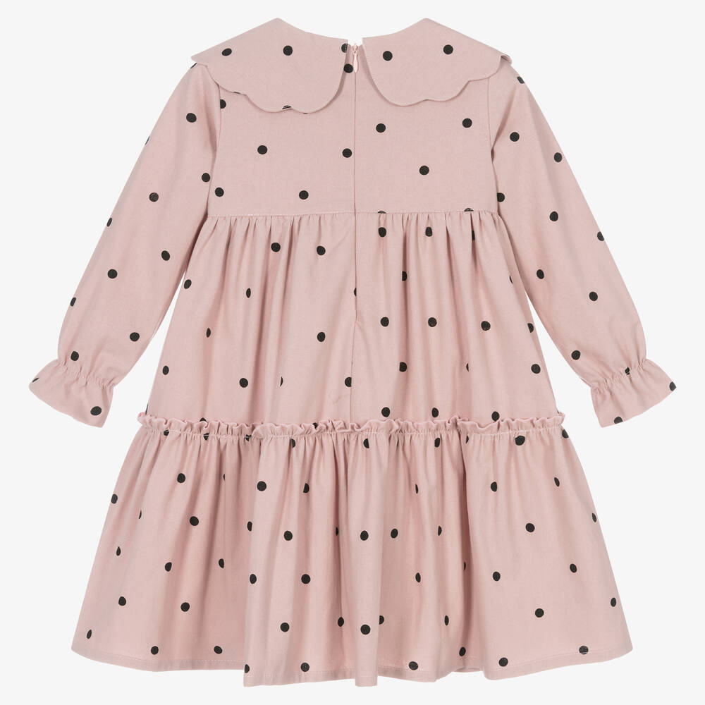 Phi Clothing-Girls Pink Cotton Polka Dot Dress | Childrensalon Outlet