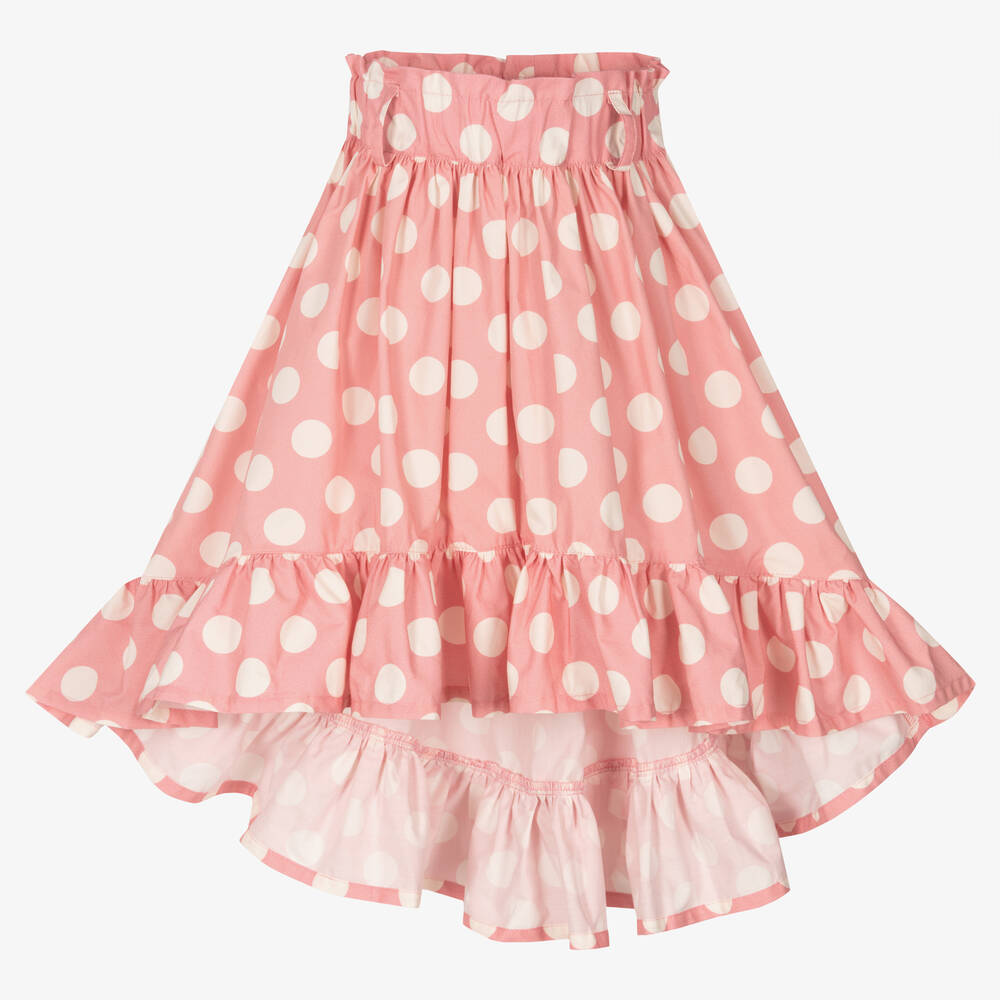 Phi Clothing-Girls Pink Cotton Polka Dot Skirt | Childrensalon Outlet