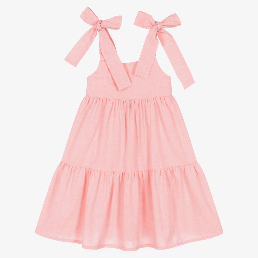 Phi Clothing - Robe rose en coton à superpositions | Childrensalon