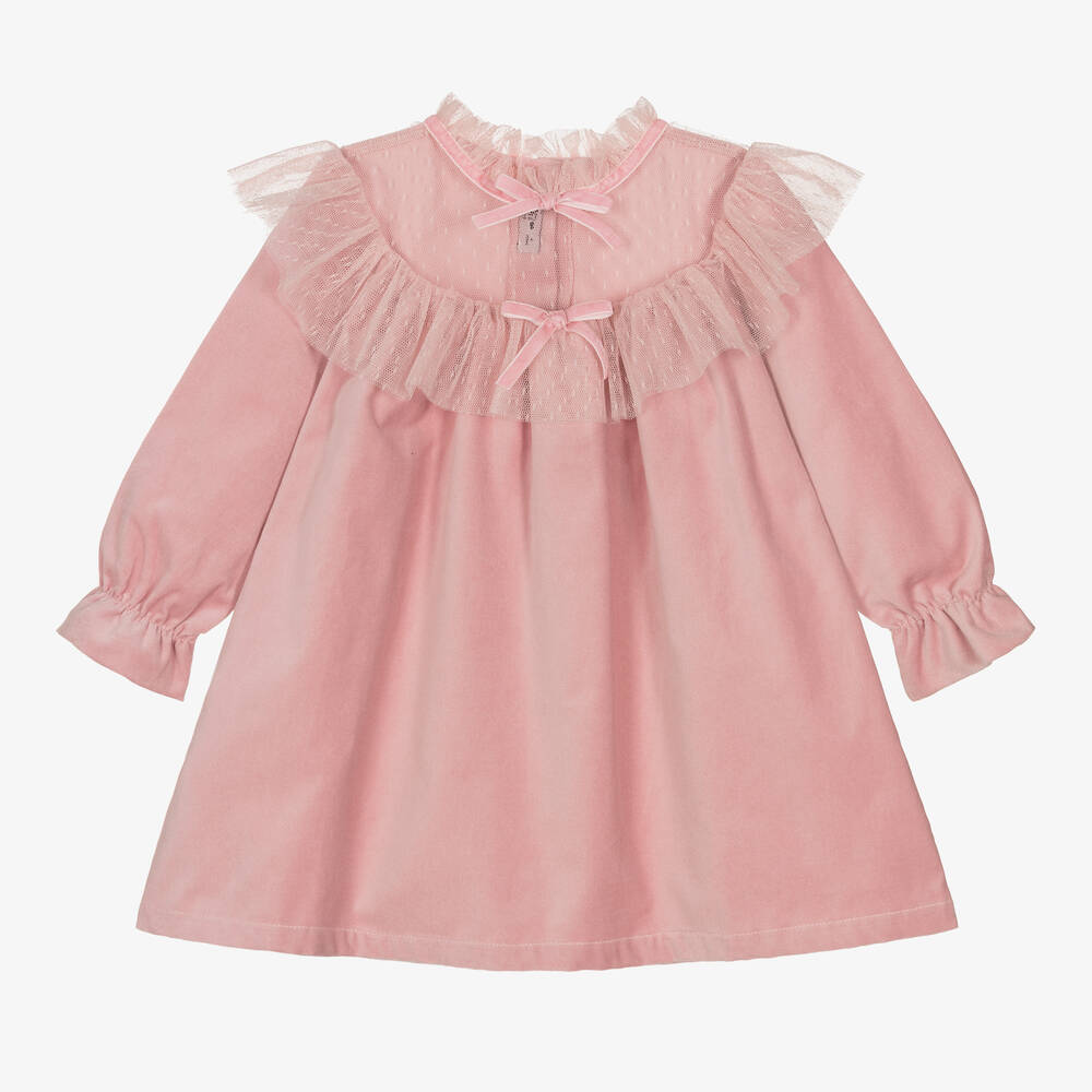 Phi Clothing-Girls Pink Cotton Velvet Dress | Childrensalon Outlet