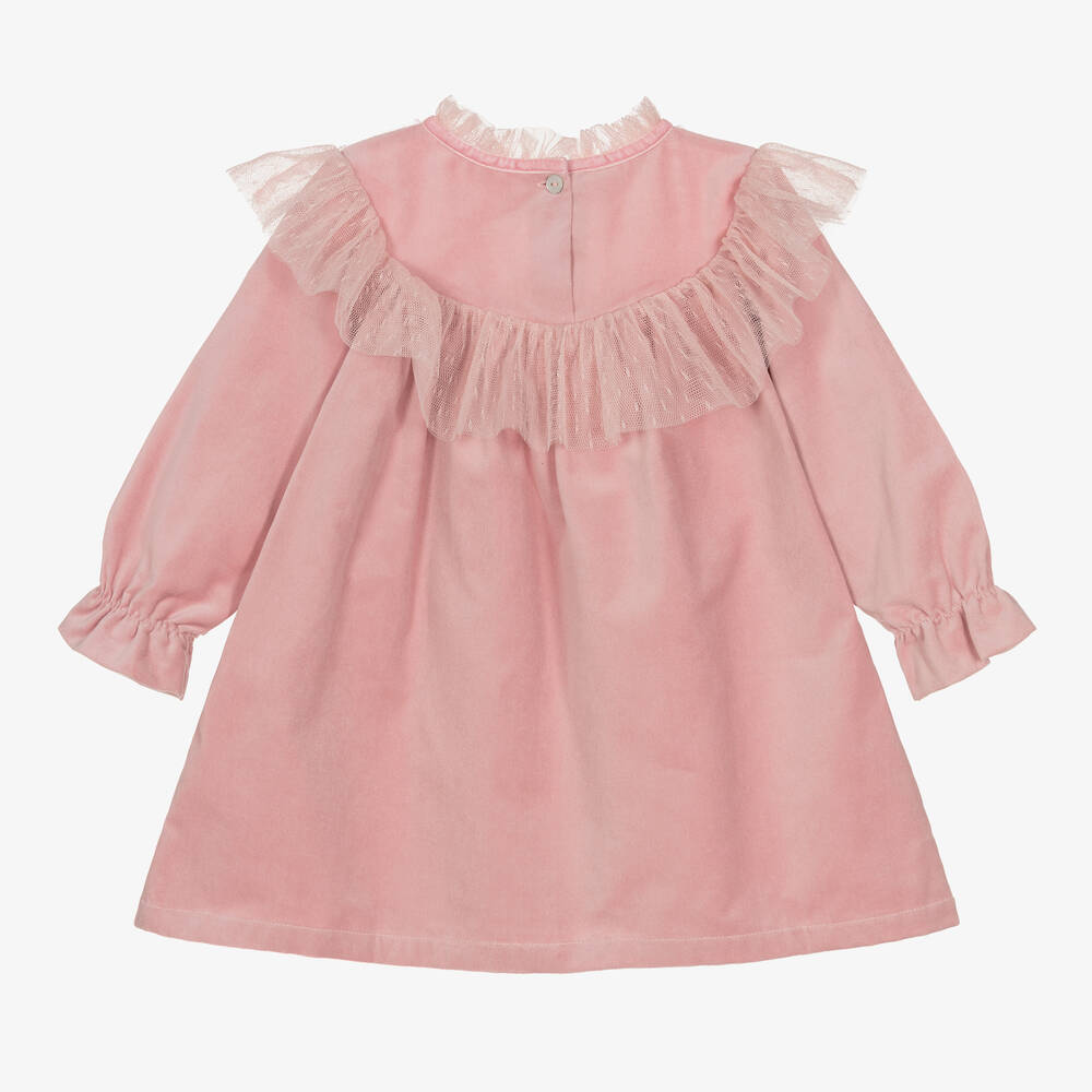 Phi Clothing-Girls Pink Cotton Velvet Dress | Childrensalon Outlet