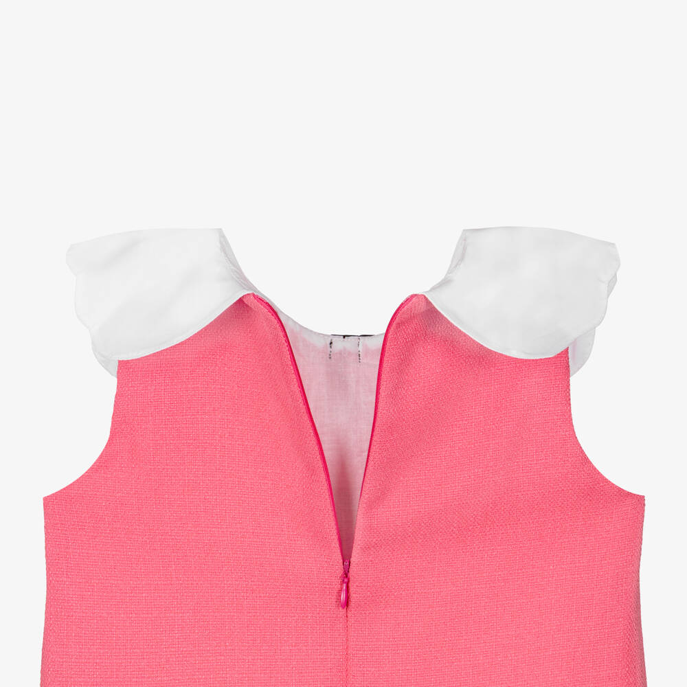 Phi Clothing-Girls Pink Dress with White Collar & Bow | Childrensalon Outlet