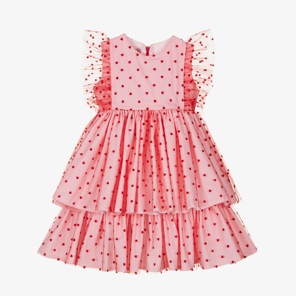 Phi Clothing-Girls Pink Embroidered Tulle Dress | Childrensalon Outlet