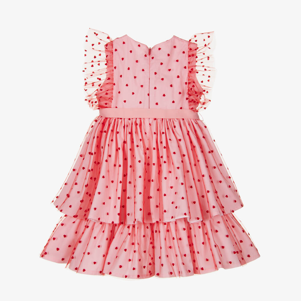 Phi Clothing-Girls Pink Embroidered Tulle Dress | Childrensalon Outlet