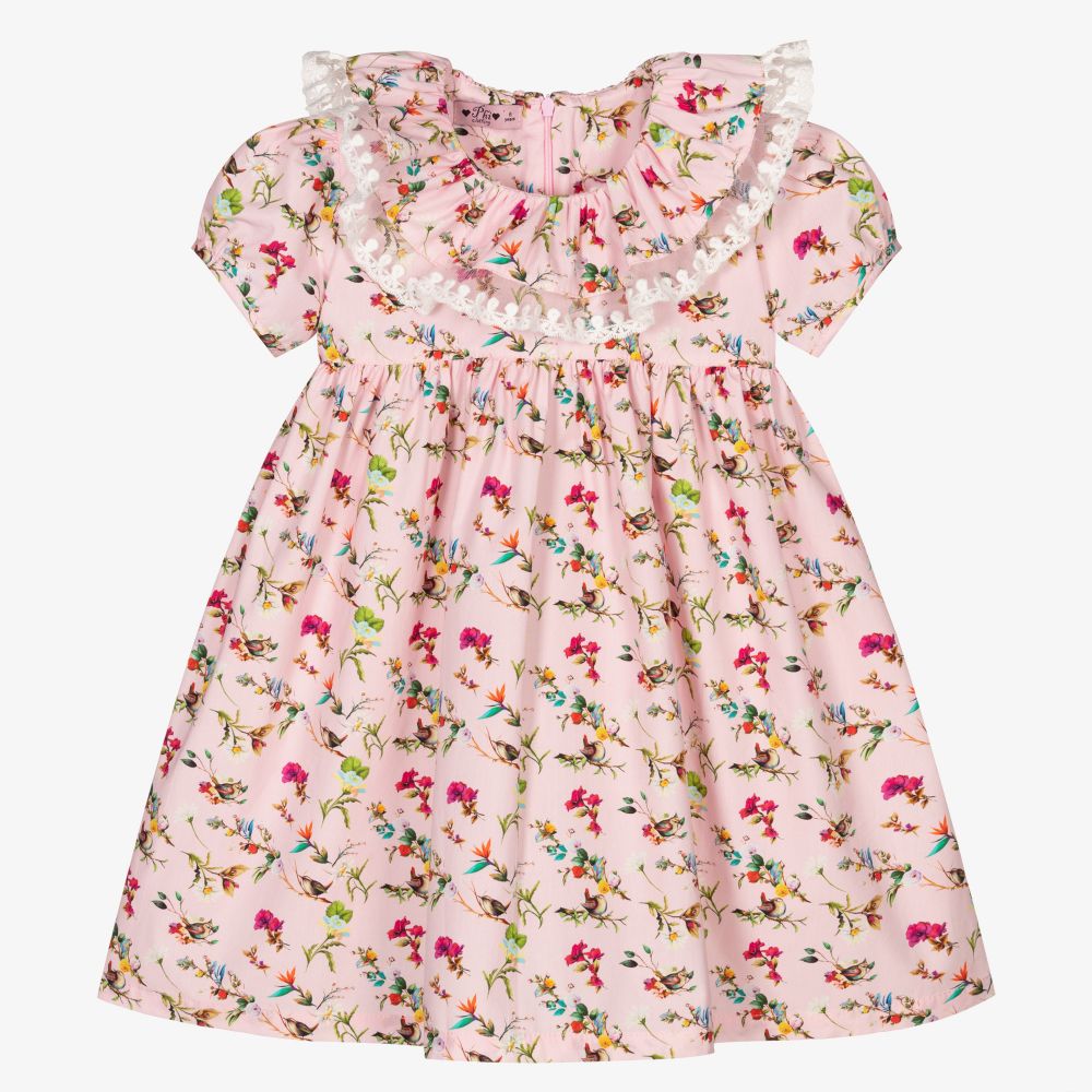 Phi Clothing - Rosa geblümtes Baumwollkleid (M) | Childrensalon