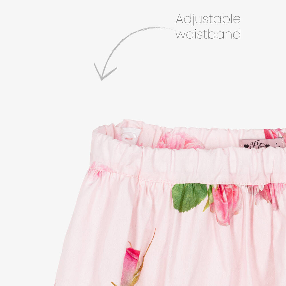 Phi Clothing-Girls Pink Floral Cotton Top & Skirt Set | Childrensalon Outlet