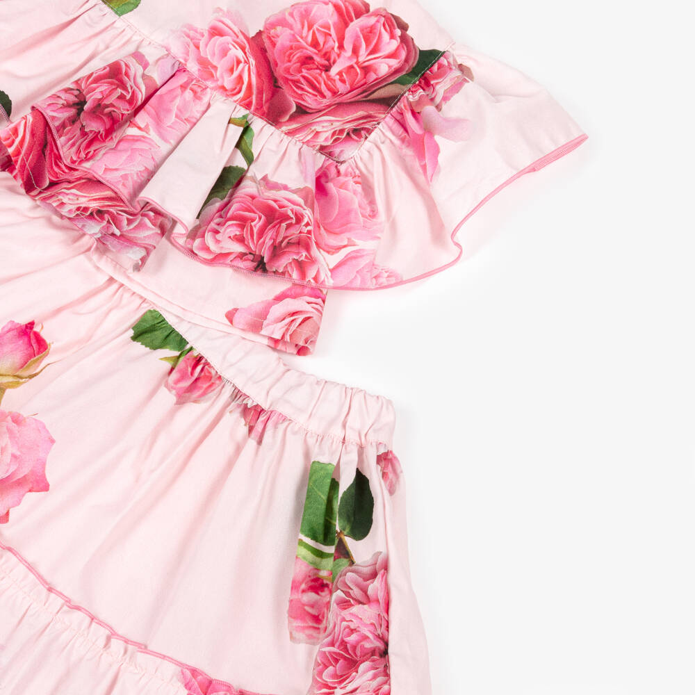 Phi Clothing-Girls Pink Floral Cotton Top & Skirt Set | Childrensalon Outlet