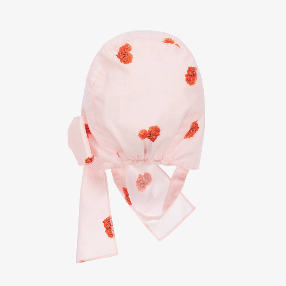 Phi Clothing-Girls Pink Heart Print Cotton Bonnet | Childrensalon Outlet