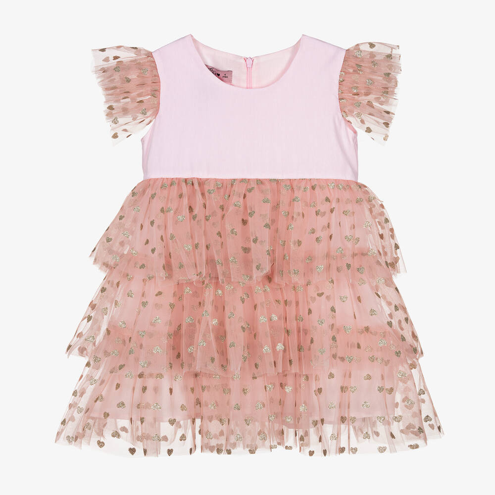 Phi Clothing-Girls Pink Hearts Tulle Dress | Childrensalon Outlet