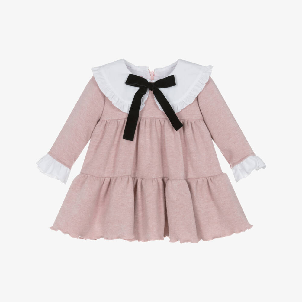 Phi Clothing-فستان وردي للبنات بياقة مكشكشة | Childrensalon Outlet