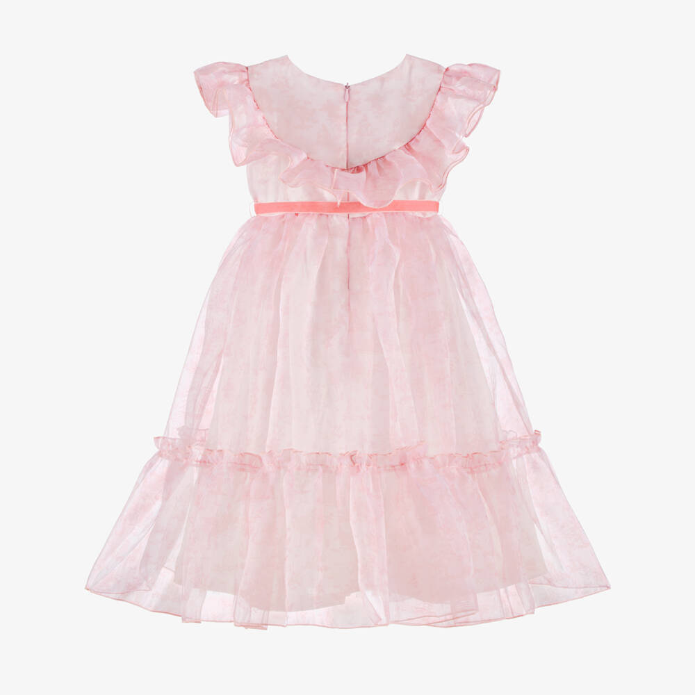Phi Clothing-Girls Pink Organza Ruffle Dress | Childrensalon Outlet