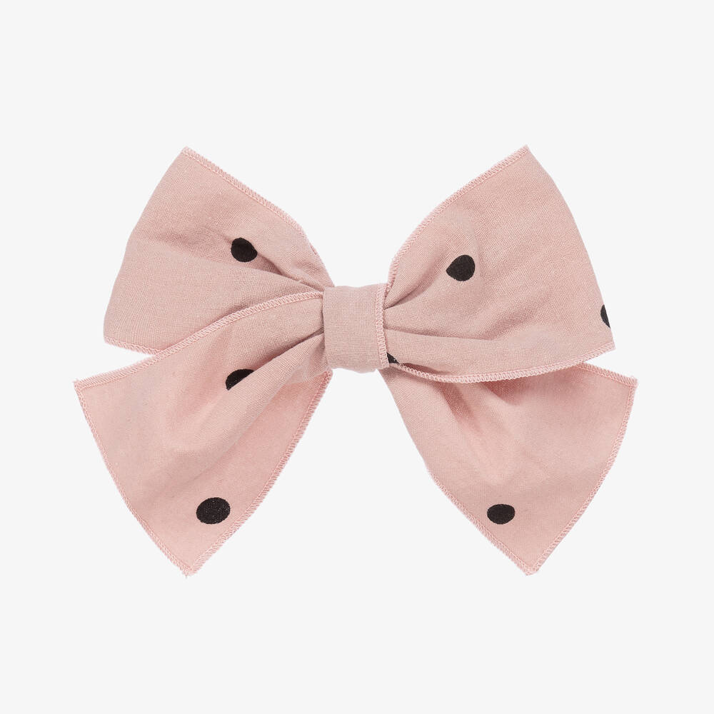 Phi Clothing - Girls Pink Polka Dot Bow Hair Clip (15cm) | Childrensalon