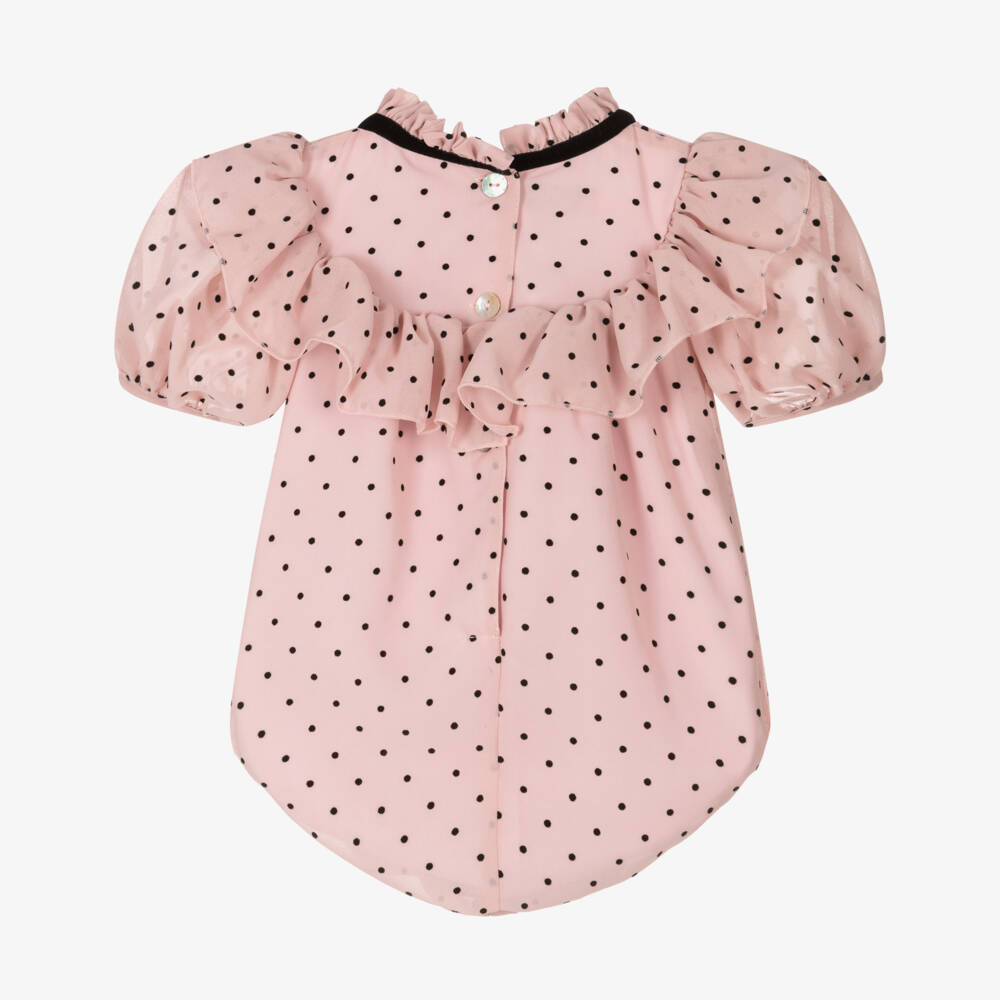 Phi Clothing-Girls' Pink Polka Dot Romper | Childrensalon Outlet
