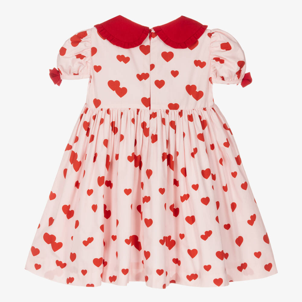 Phi Clothing-Girls Pink & Red Cotton Heart Dress | Childrensalon Outlet