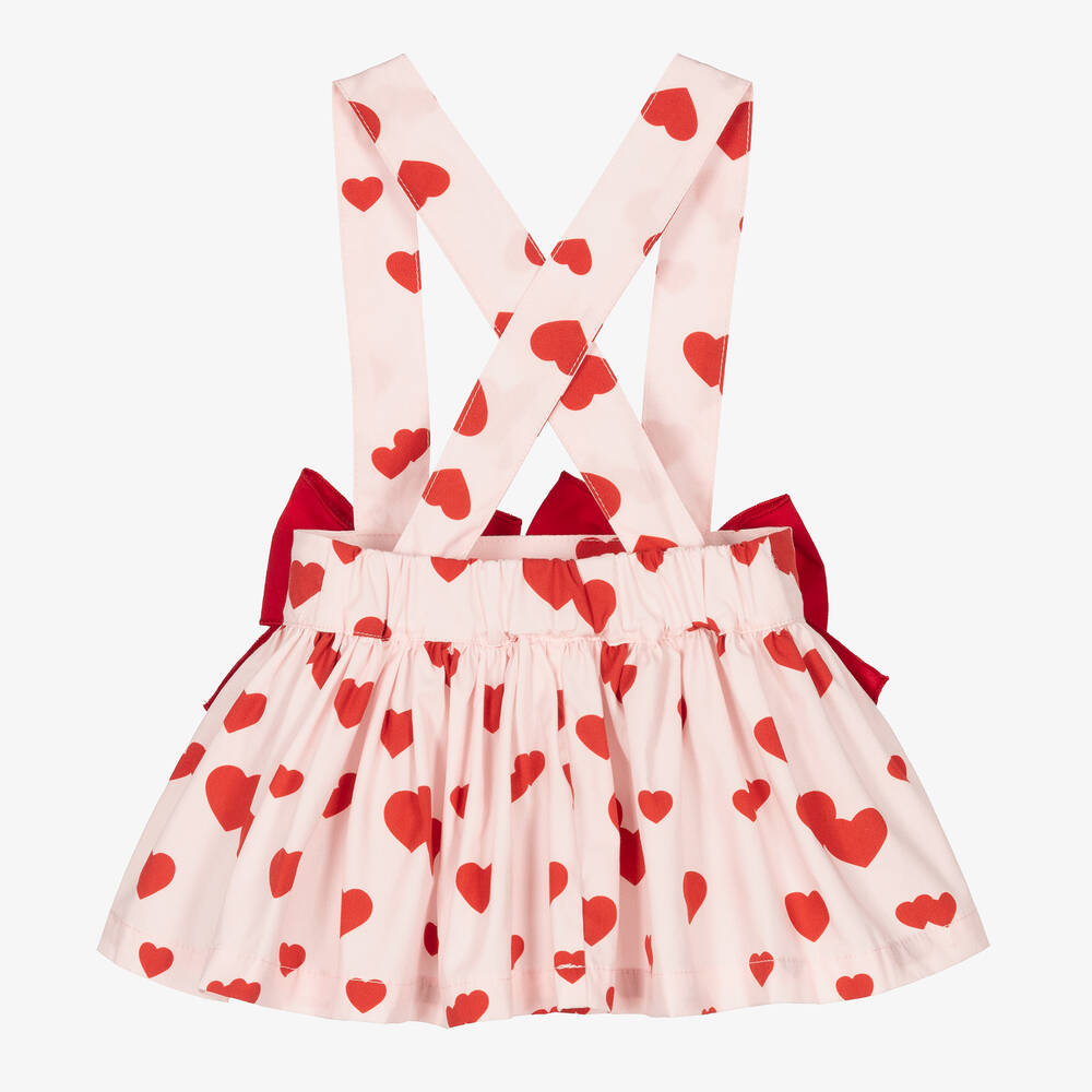 Pink skirt with red hearts top