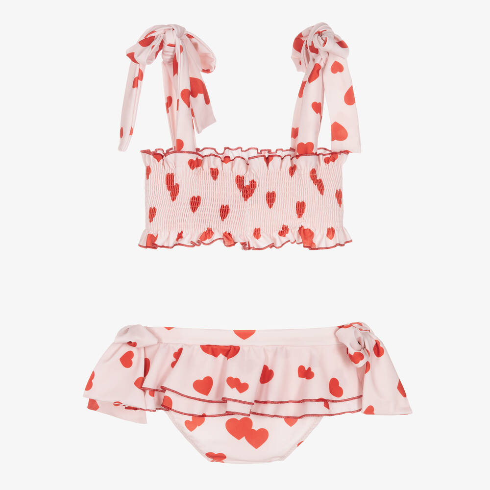 Phi Clothing-Розовое бикини с красными сердечками | Childrensalon Outlet