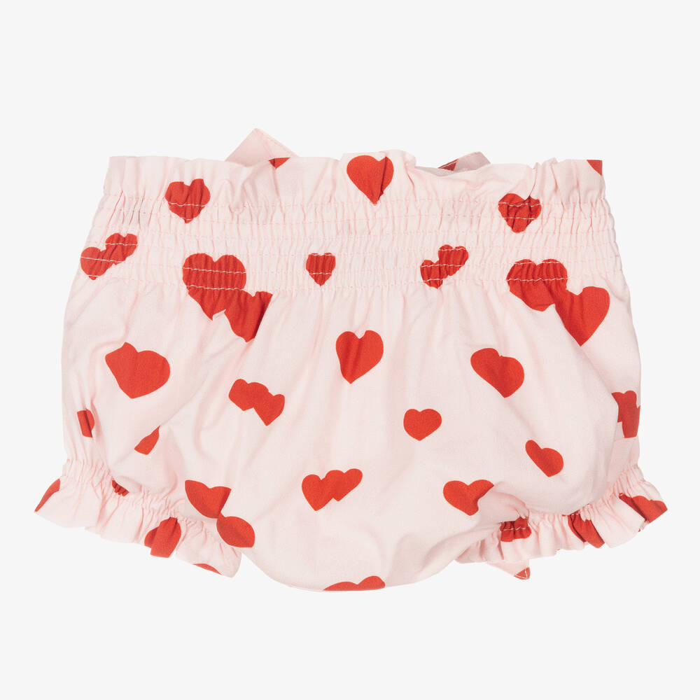 Phi Clothing - Розовые шортики на подгузник с красными сердечками | Childrensalon