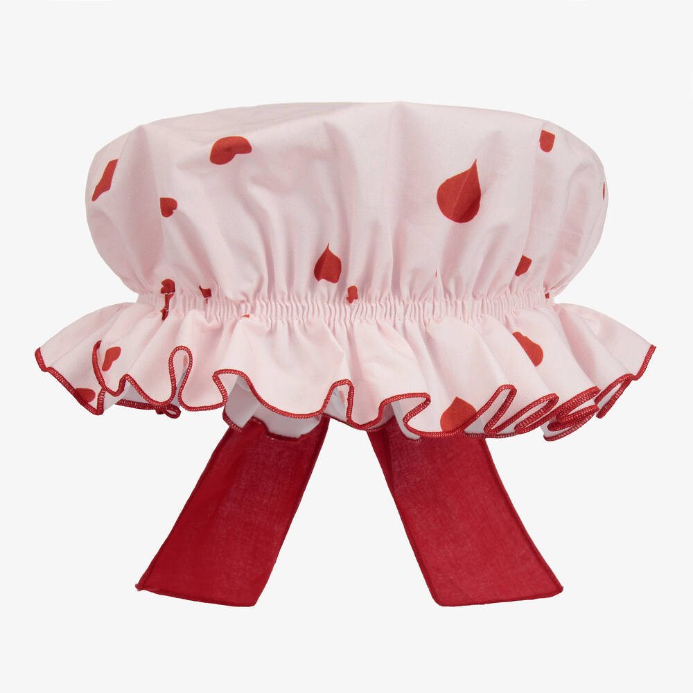 Phi Clothing - Girls Pink & Red Hearts Mop Hat | Childrensalon