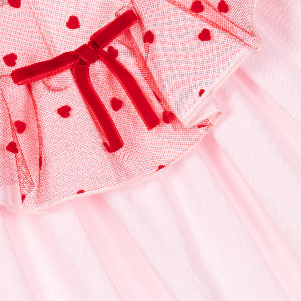 في كلودينغ-فستان قطن وتول لون زهري وأحمر | Childrensalon Outlet