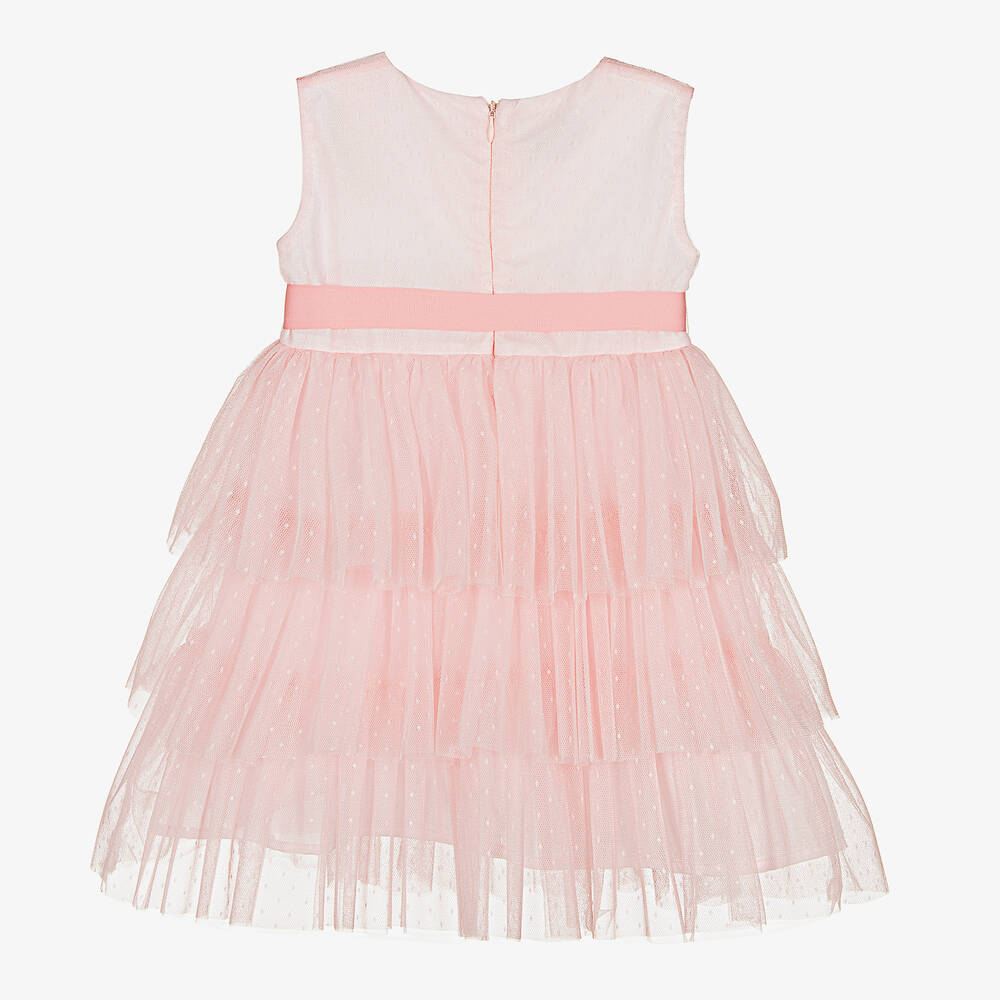 في كلودينغ-فستان تول مزين بكشكش لون زهري | Childrensalon Outlet