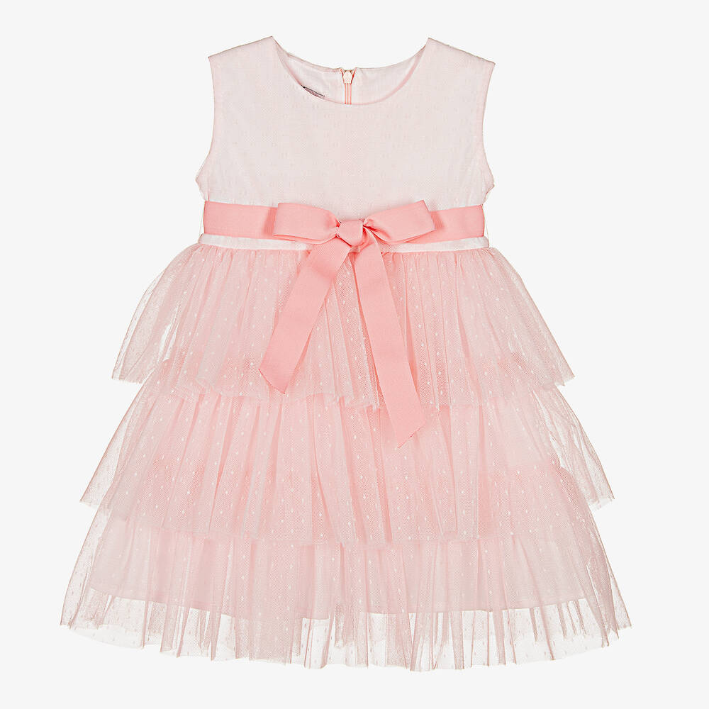 Phi Clothing - Розовое платье из тюля с рюшами | Childrensalon