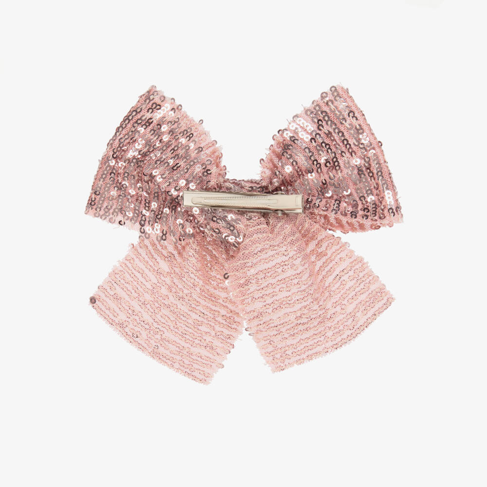 Phi Clothing-Girls Pink Sequin Bow Hair Clip (15cm) | Childrensalon Outlet