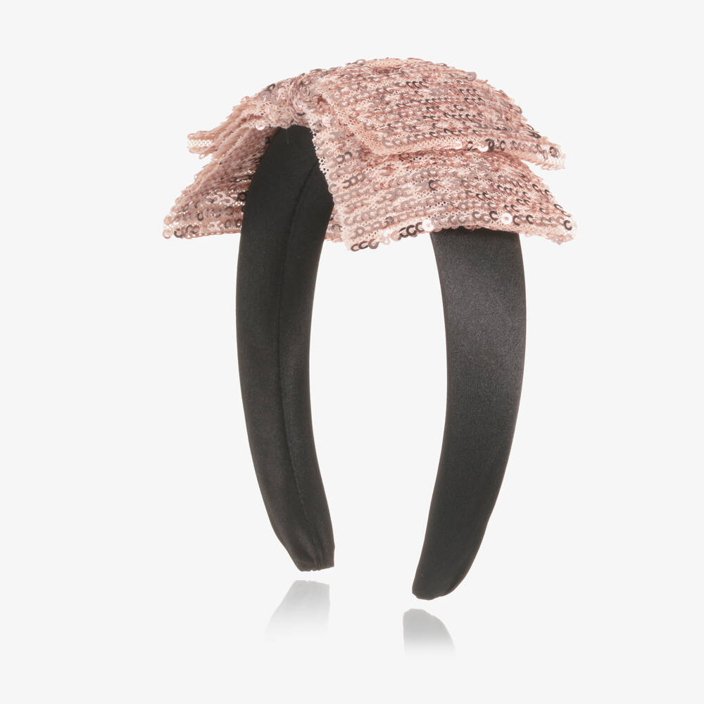 Phi Clothing-Girls Pink Sequin Bow Hairband | Childrensalon Outlet