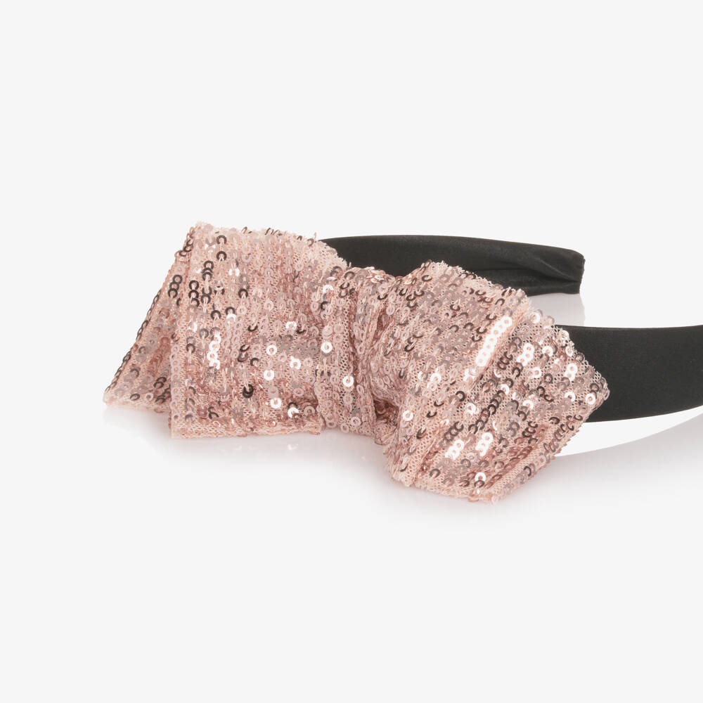 Phi Clothing-Girls Pink Sequin Bow Hairband | Childrensalon Outlet