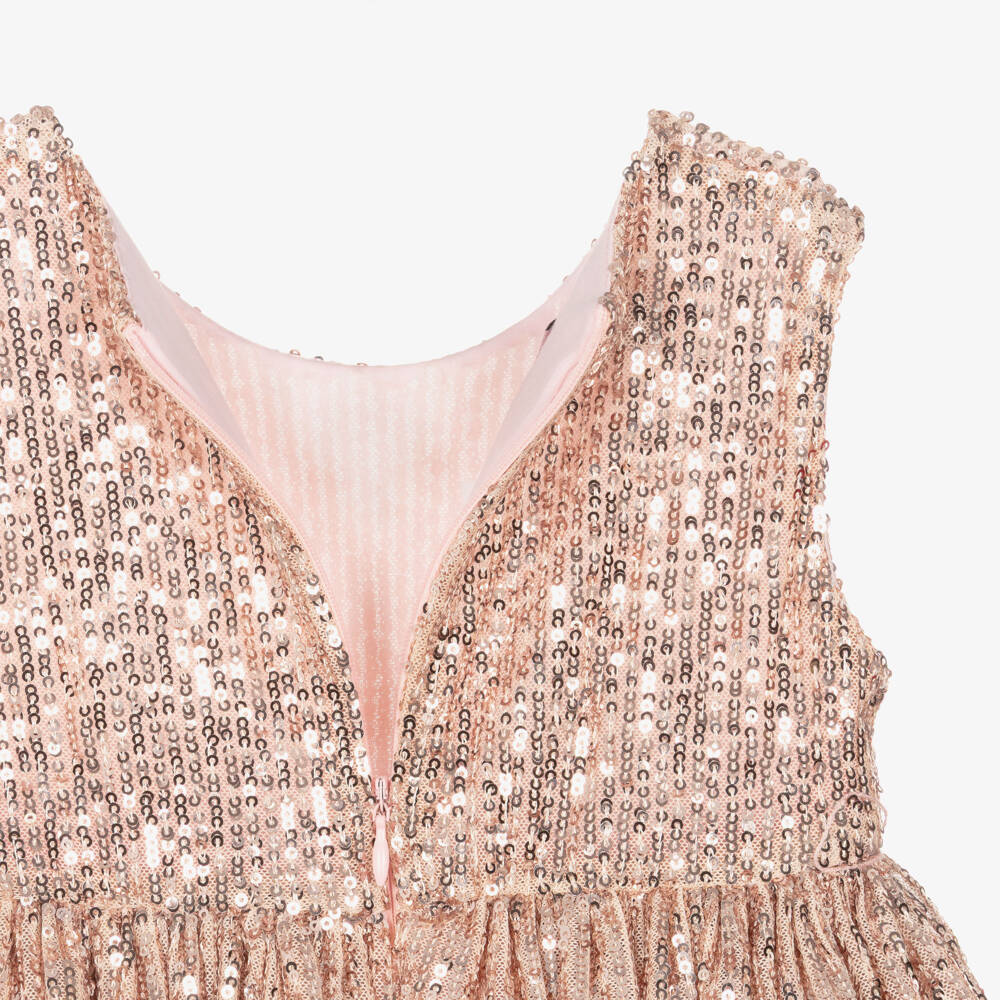 Phi Clothing-Girls Pink Sequinned Tiered Dress | Childrensalon Outlet