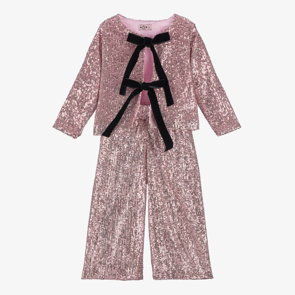 Phi Clothing-Розовый комплект с пайетками для девочек | Childrensalon Outlet